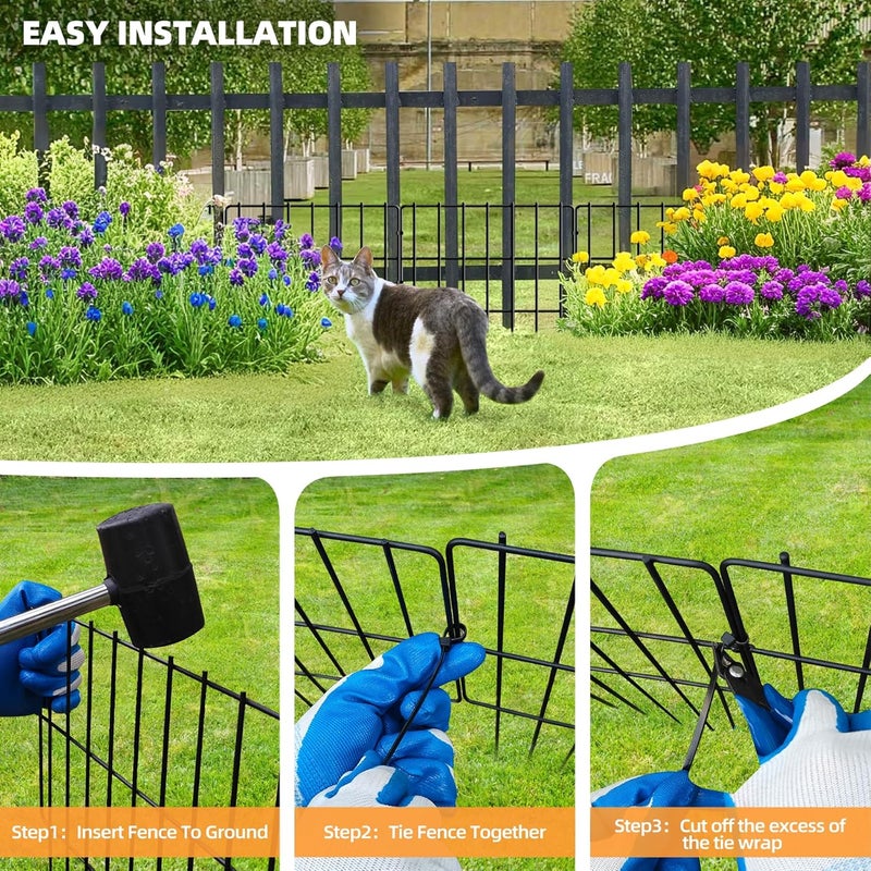 KYATE Garden Fence Animal Barrier, 14 Panels No Dig Fence 20ft(L) x13in(H), Rustproof Metal Defense Border, Dogs Rabbits Blocker Fence for Outdoor Yard & Patio - Image 4